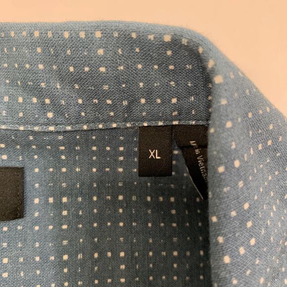 Theory Shirt Mens XL Chalkboard Linen Blend Daze Lanai Printed Short Sleeve - Picture 5 of 10